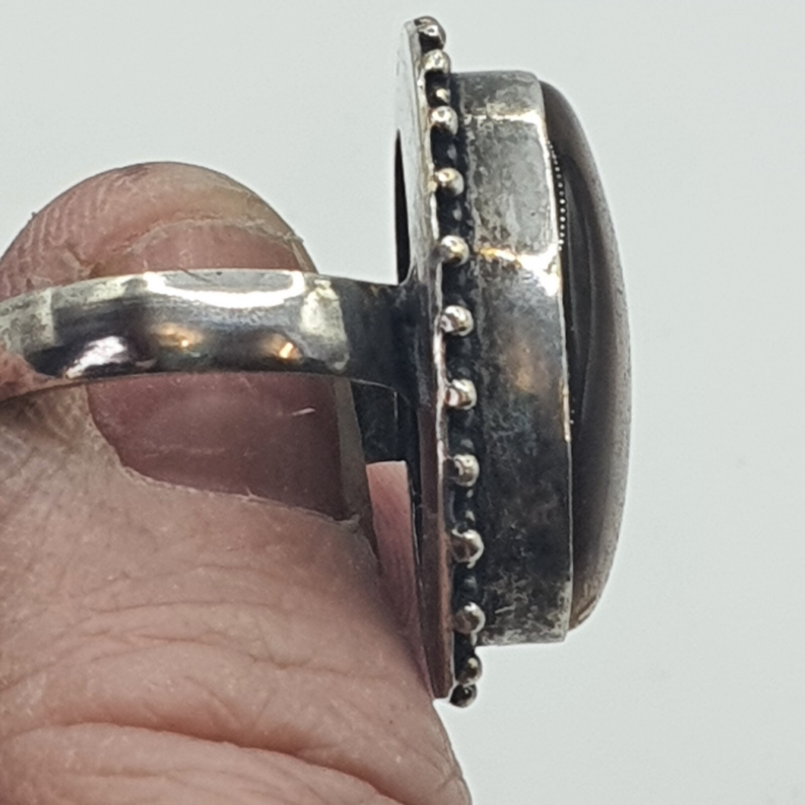 Photo 4 of Sterling Silver Oval Cabouchon Tigers Eye Ring Size P (R364) 