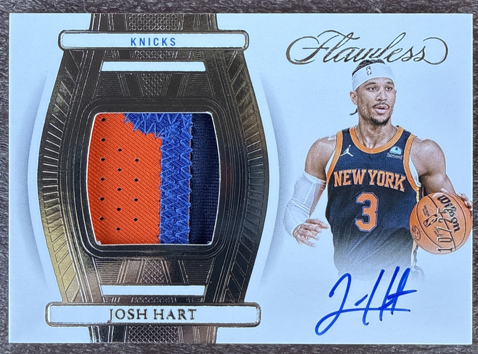 2024/25 Panini Flawless Josh Hart Game Used Jersey Patch Auto 10/25 3 Clr KNICKS