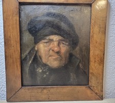 Oil Painting Man Portrait 1930-1950 Signed Original Frame Vintage Art