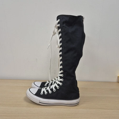 Scarpe da ginnastica Converse All Star in tela stivali neri alti al ginocchio taglia UK 4 EU 36 5