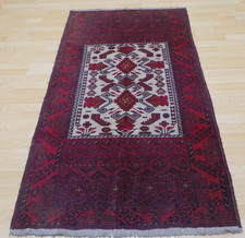 Oriental Carpet Rug  Wool Vintage Hand Made Any area  6ft 1" x 3ft 2" Deep red