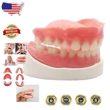 Complete Denture Kit: DIY Full Set Fake Teeth, Moldable Gum, Improve Your Smile