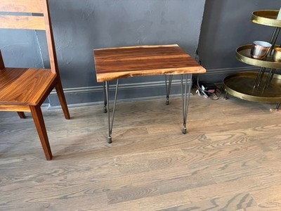 Walnut side table -- handmade live edge solid walnut side table.
