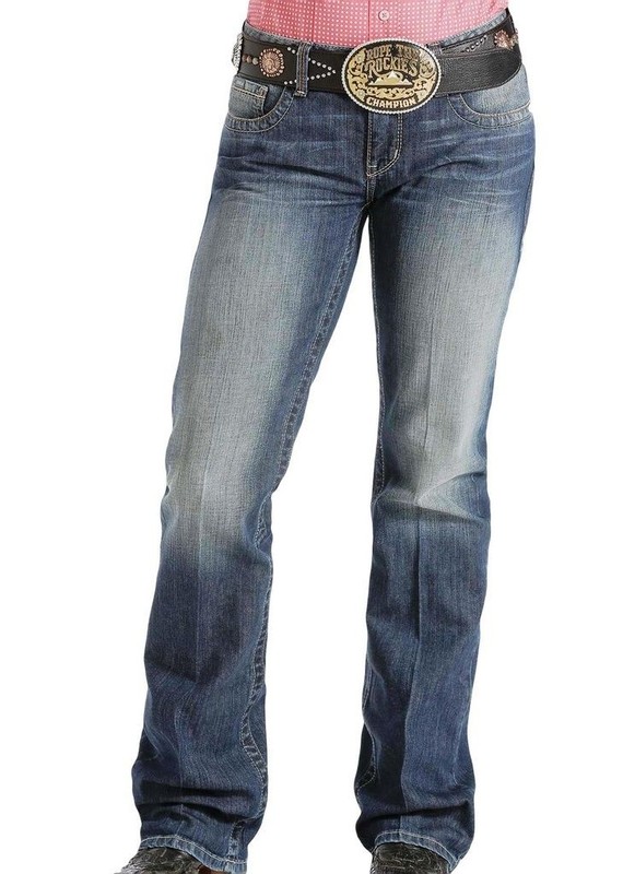 Cinch Western Jeans Womens Ada Whisker 15 X-Long Med Wash MJ80252071 CLEARANCE