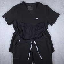 FIGS Scrubs Set Women's Medium Black Maternity Octavia Top  Zamora Jogger Nurse