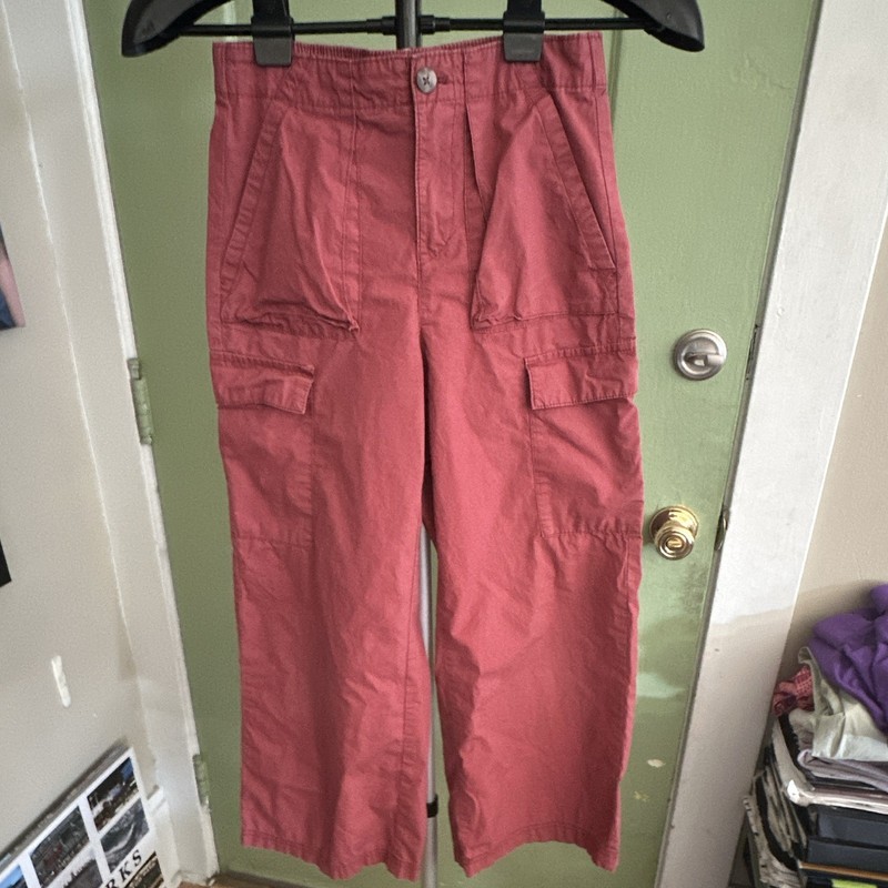 Old Navy Girls Pink Cargo Pants L (10-12) Elastic Waist Pockets Cotton