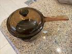 Vtg Pyrex Visions Ware Glass 1L A Sauce Pan Pot Amber Cookware Lid Spout USA