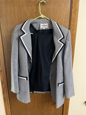 VTG John Meyer of Norwich Blazer Jacket Size 10 Micro Check Contrast Trim Preppy