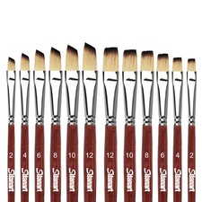 Watercolor Brushes Professional 12 PCS 6 Flat Painting Brush and 6 Angled P...