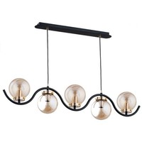 HäNgelampen Bernstein Schwarz Gold Modern 5X40W/E14
