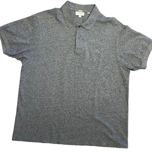 Lacoste Heathered Black and White Short Sleeve Polo Shirt European 8 US 3X