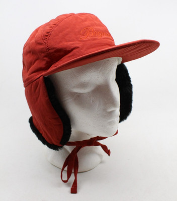 Red Vintage Bogner Ski Hat Size Large Union Made in USA Visor and Ear Flaps