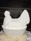 Large Milk Glass Vintage Hen On Nest Trinket Dish Vintage Milk Glass