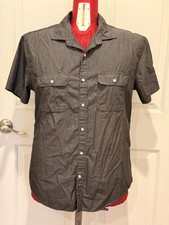 Men s 2010 s Express Size XL Fitted Dark Gray Short Sleeve Button Up Shirt