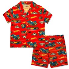 Boy's Pajama Set - 2 Piece Boys Flannel Coat Style Short Matching PJs, Kids B...
