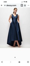 Alfred Sung Midnight Blue Taffeta Dress Size 14 NWT Has Pockets Timeless Classic