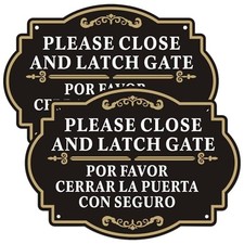 Bilingual English Spanish Sign Closed and Latch Gate - 2 Pack - Suitable