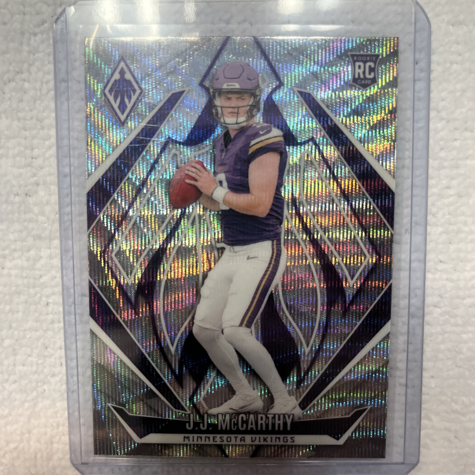 2024 Panini Phoenix J.J. McCarthy Silver Wave Rookie Card #185