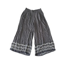 American Eagle Outfitters Women's Size M Pants Wide Leg Flowy Beach Gray Printed