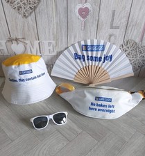 Greggs Women's Festival Hols Bundle ~ Bucket Hat - Fanny Pack - Sunglasses - Fan