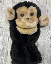 Monkey Hand Puppet Vintage Pretend Play Ape Chimp Plush Brown 10" KOREA- Dakin 