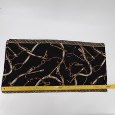 Scarf Womens One Size Black Satin Rectangle Equestrian Horse Bit Chain Print