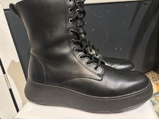 FitFlop F-Mode Tumbled Leather Womens UK 6  Black Warm Lined Zip Up Ankle Boots