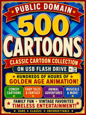 500 Public Domain Classic Cartoons Collection on USB Flash Drive