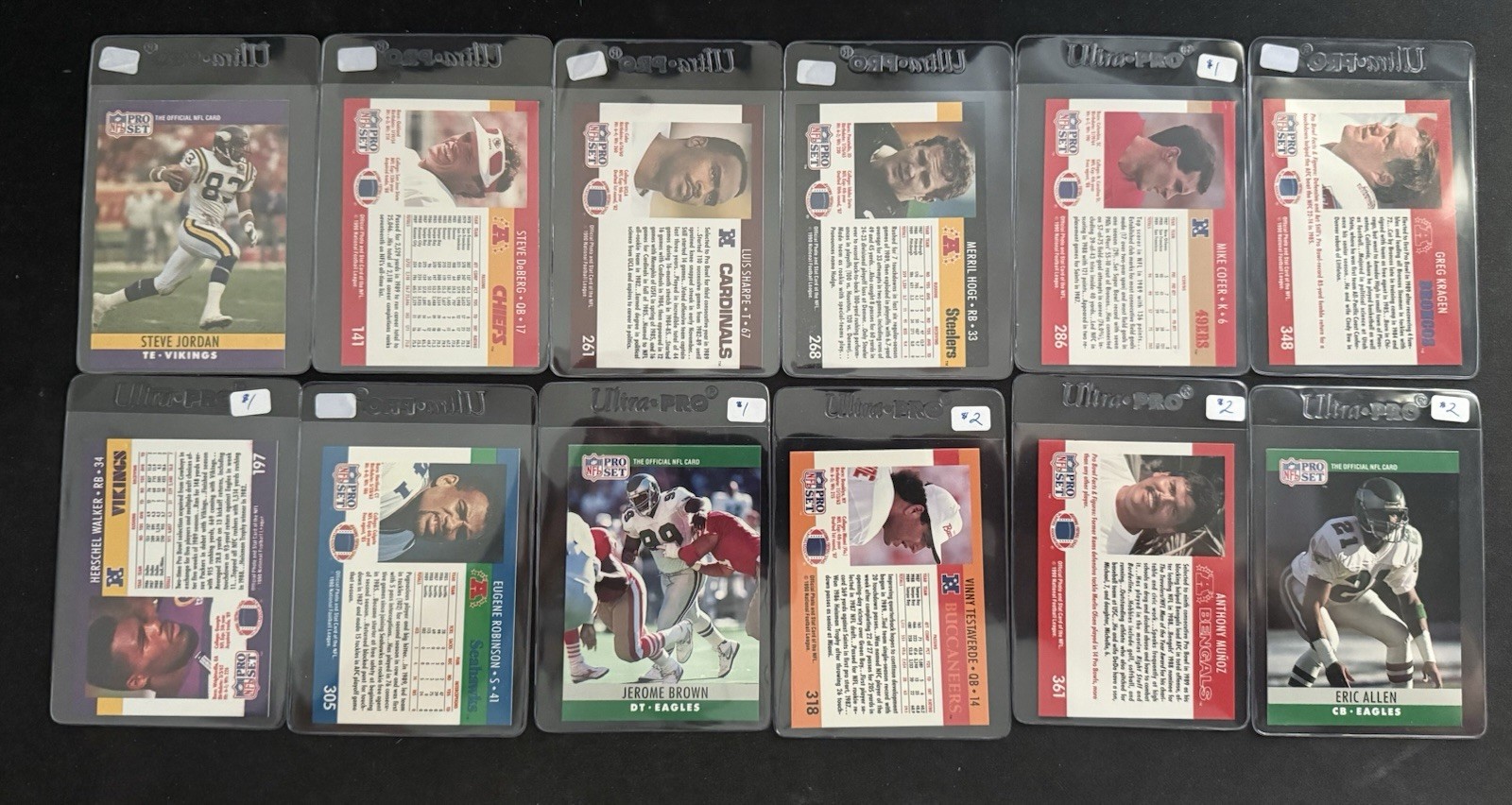 1990 Pro Set Football Error 12 Card Lot Blank Back ETC…