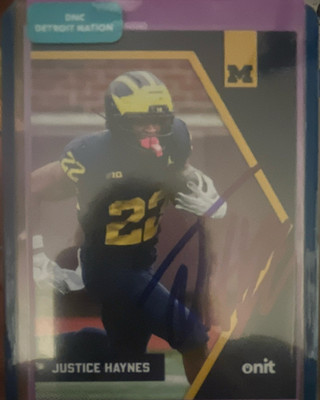 Onit 2025 Justice Haynes Autograph Michigan Wolverines Football Trading Card