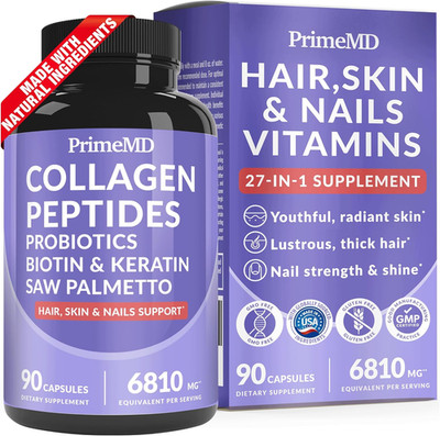 27-In-1 Hair Skin and Nails Vitamins (6810Mg) with Biotin 10000Mcg - 90Ct