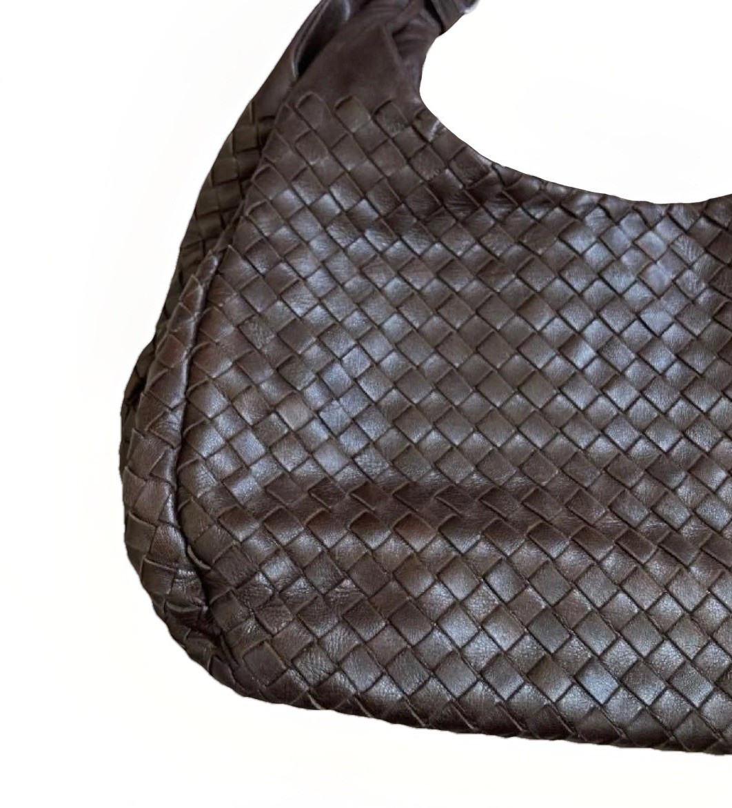 BOTTEGA VENETA Intrecciato Leather Hobo Bag Brown Shoulder Bag Auth thumbnail 4