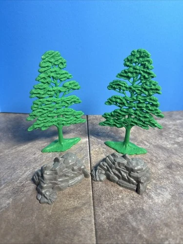 VINTAGE MARX Blue And Gray PLAYSET TREES & ROCKS