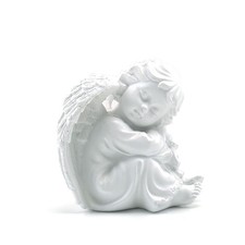 Asng Cherubs Angels Resin Garden Statue Hug little angel-right, White