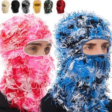 Distressed Ski Mask Balaclava Yeat Shiesty Fluffy Knitted Full Face Mask US SHIP