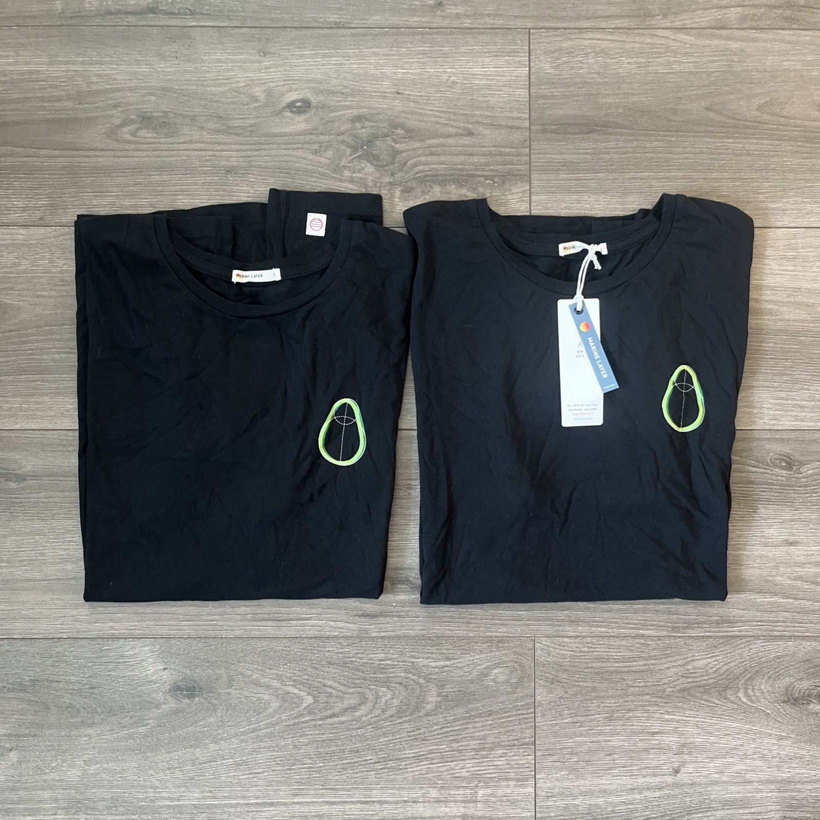 Marine Layer T Shirt Mens L Lot Of 2 Black Short Sleeve