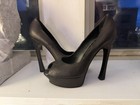 Saint Laurent Paris Women’s Black Suede Platform Peep Toe Stiletto 10 — photo 8