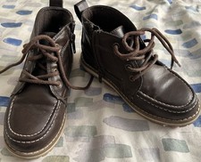 The Children's Place Brown Bootie Unisex Kids Size 11 Lace-Up Zip Non-Slip