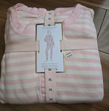 NWT Victorias Secret Henley Thermal Pajama Set XL Pink Stripe Sleepwear Lounge