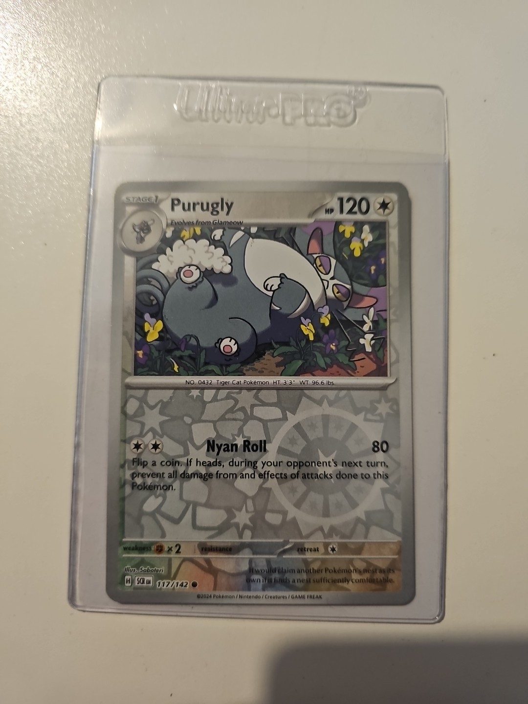 Purugly - 117/142 Stellar Crown REVERSE Holo Pokemon - NM/MINT