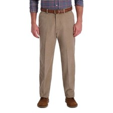 Haggar Mens Classic fit Cotton Chinos Corduroy 38 / 32 Beige Solid