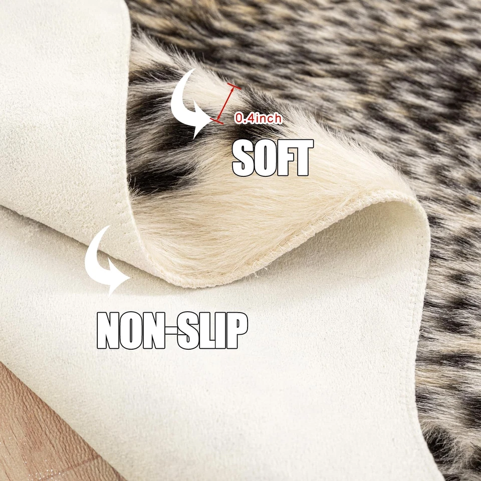 Alfombra con estampado de leopardo, lindas alfombras de imitación de guepardo alfombra de piel de vaca estampada de animales... Foto 4 de 4