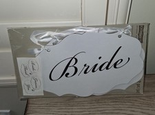 Wedding Chair Signs Bride Groom Reversible on the other sides Thank You