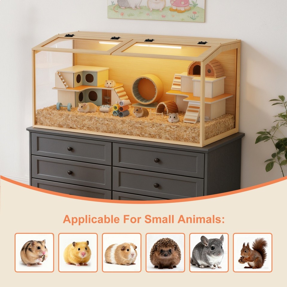 xxl-wooden-hamster-cage-with-led-bunny-guinea-pig-ferret-small-animal