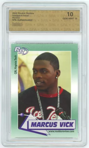 2002 Rookie Review Inaugural Issue Rookie Marcus Vick SPA 10 Gem Mint