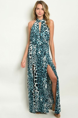 animal print blue dress