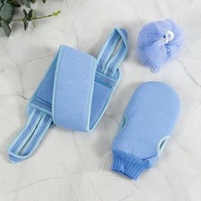 Exfoliating Gloves And Plant Fiber Sponge Set Back Body Scrubber For Shower 3pcs
