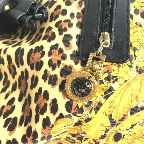 VERSACE vintage leopard backpack bag Backpack PVC / Leather yellow/Black - Picture 7 of 17