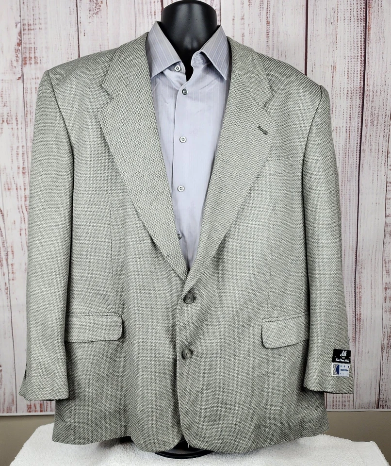 Blazer Abrigo Deportivo Ron Chereskin Para Hombre 48R Gris Cuadros Mezcla Seda Nuevo con Etiquetas Foto 3 de 4