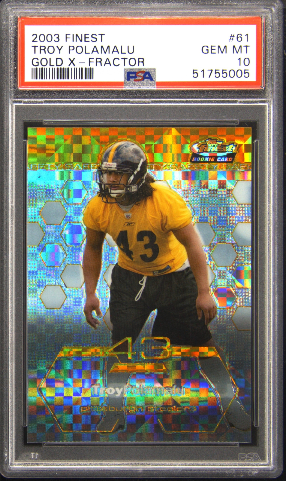Troy Polamalu Finest #61 Gold X-Fractor